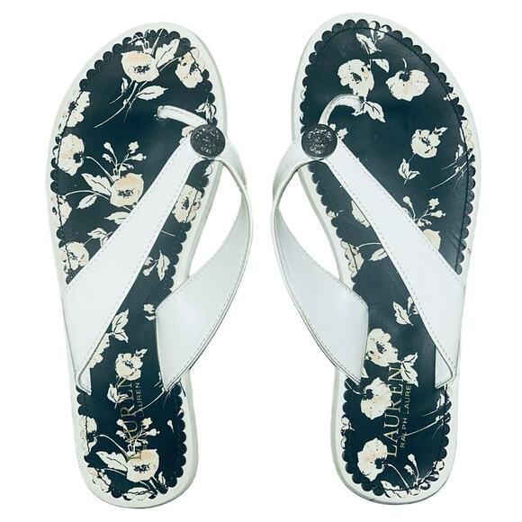 Lauren Ralph Lauren Shoes - Lauren Ralph Lauren White Strappy Floral Inset Sandals